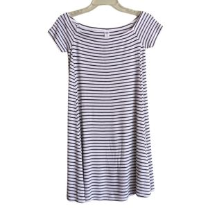 Old Navy Swing Dress Black White Stripe Off The Shoulder Coastal Size XS